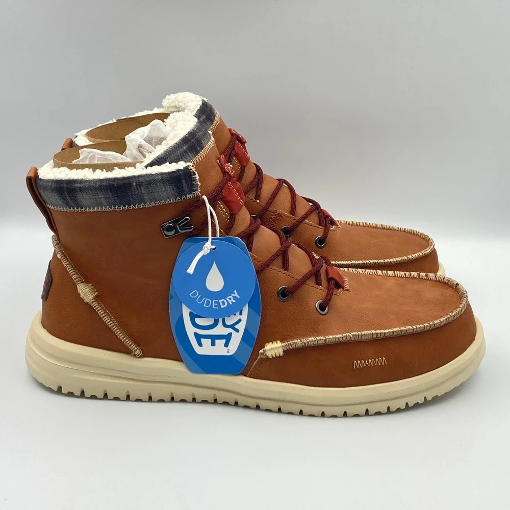 HEY DUDE Bradley Classic Cozy Casual Boots Cognac Brown Men's Size 12 44962-21N